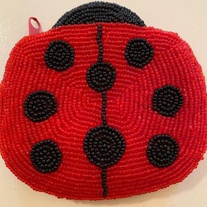 Red and black beaded coin purse